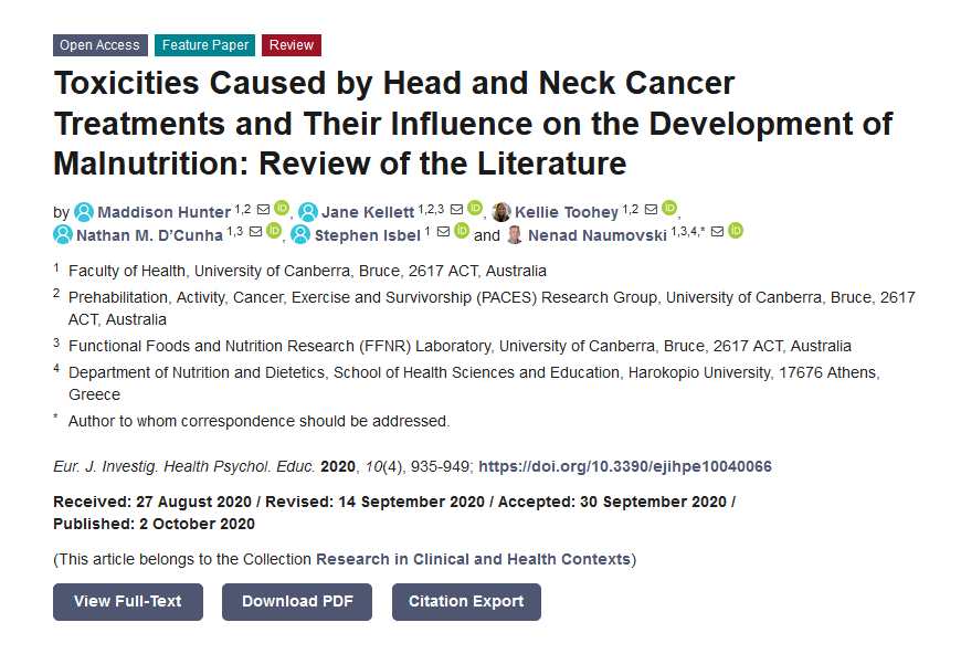 EJIHPE_MDPI's tweet photo. 🥳Welcome to read👉#hotpaper2020🏆"#Toxicities Caused by #HeadandNeckCancer #Treatments &amp; Their #Influence on the #DevelopmentofMalnutrition: #ReviewoftheLiterature"📜by🧑‍🎓@mshunter287 @KellettDr @Kellietoohey @NathanMDCunha @StephenIsbel @NaumovskiNenad:🔗https://t.co/o68lOrWpV5 https://t.co/uFBt0BokTy