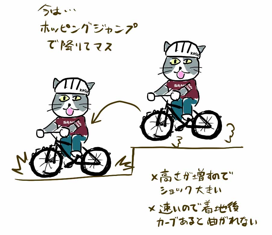 そのルートの一箇所だけど、自分はホッピングジャンプで降りている

少しぐらいならどうにかなるのも習得をサボる理由

で、今日少しだけやってみて課題をメモしてみた
続 