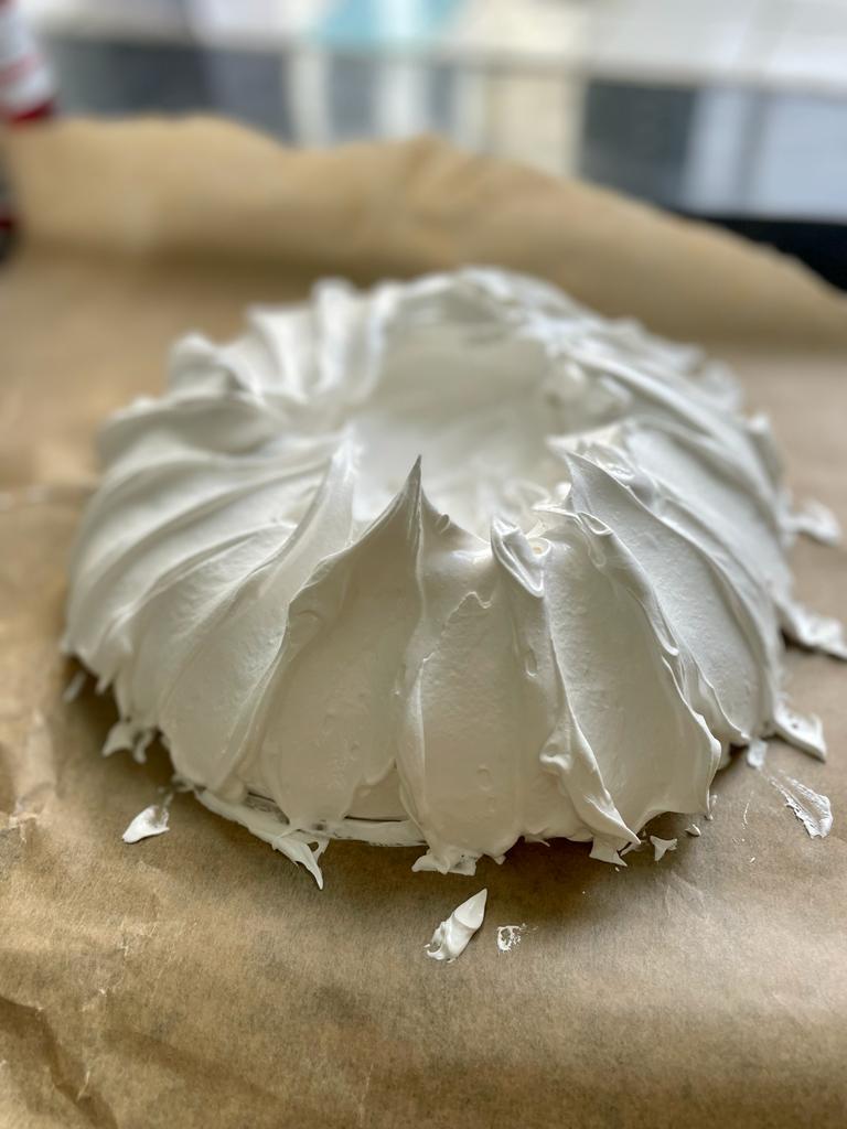 How can you tell you’re making a perfect #pavlova? When your #meringue is super glossy &amp; pillowy enough to rest your head on! 🛌 😜This one is looking nicely #whipped &amp; ready to go in the oven. Enjoy your Wednesday! #wednesdaywisdom #dessert #dessertlover #chef #somerset