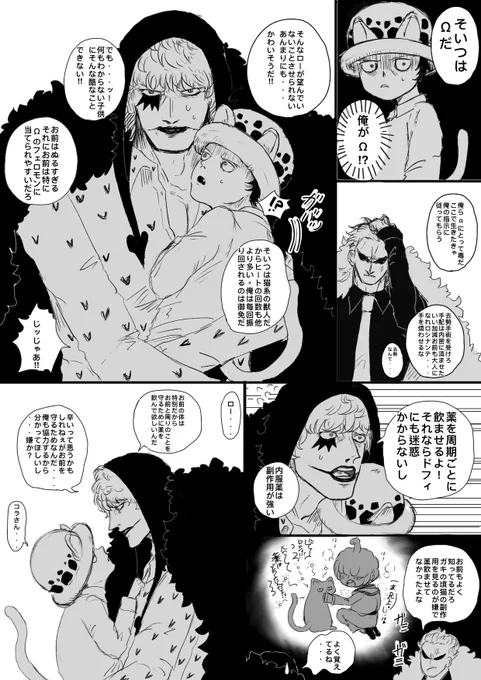 落書き(オメガバ獣耳ドフコラロ鰐) 