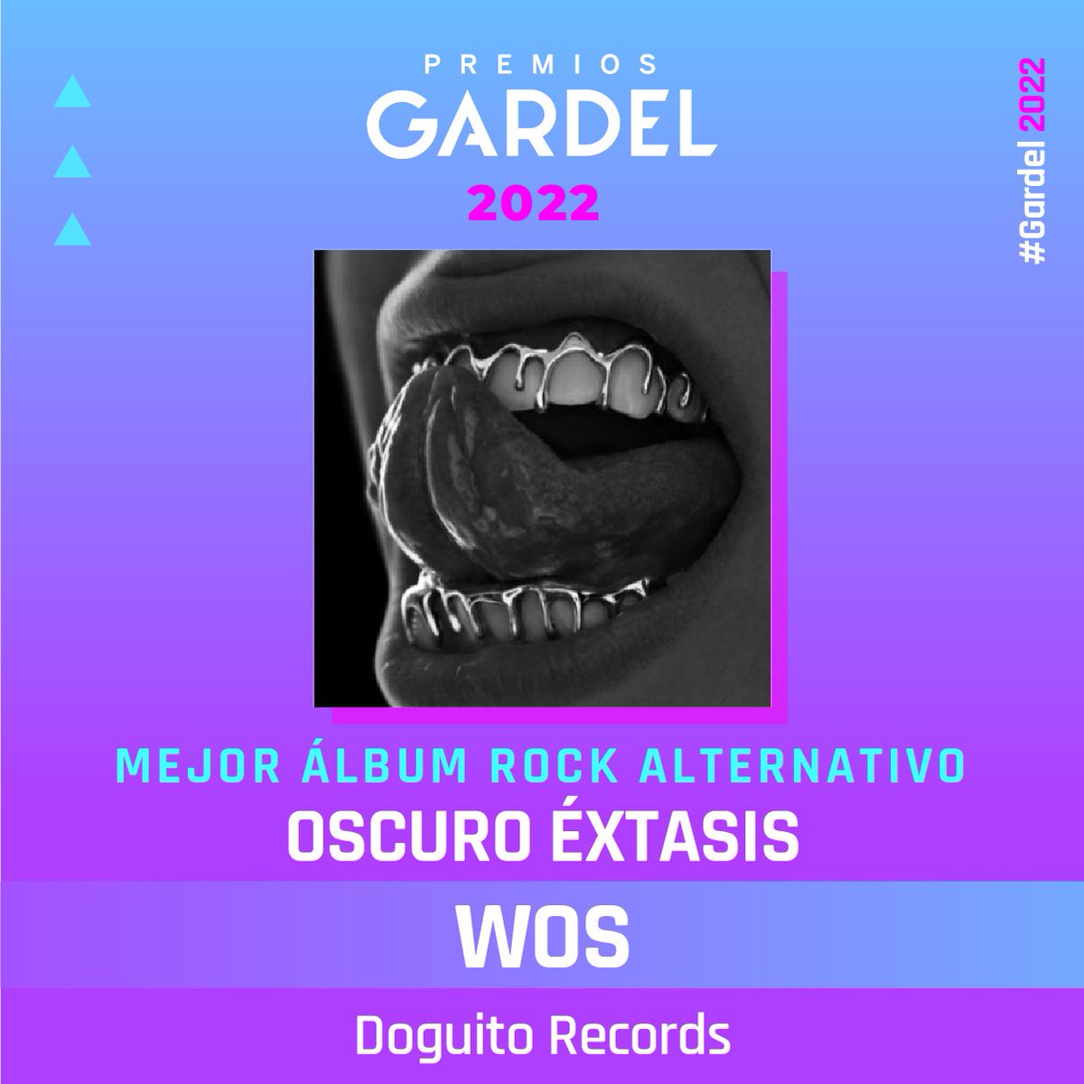 ¡FELICITACIONES #Wos! 🏆 Ganador del #Gardel2022 en la categoría Mejor Álbum De Rock Alternativo🎸
 
𝙐𝙣 𝙂𝙖𝙧𝙙𝙚𝙡 𝙡𝙤 𝙘𝙖𝙢𝙗𝙞𝙖 𝙩𝙤𝙙𝙤   
#PremiosGardel