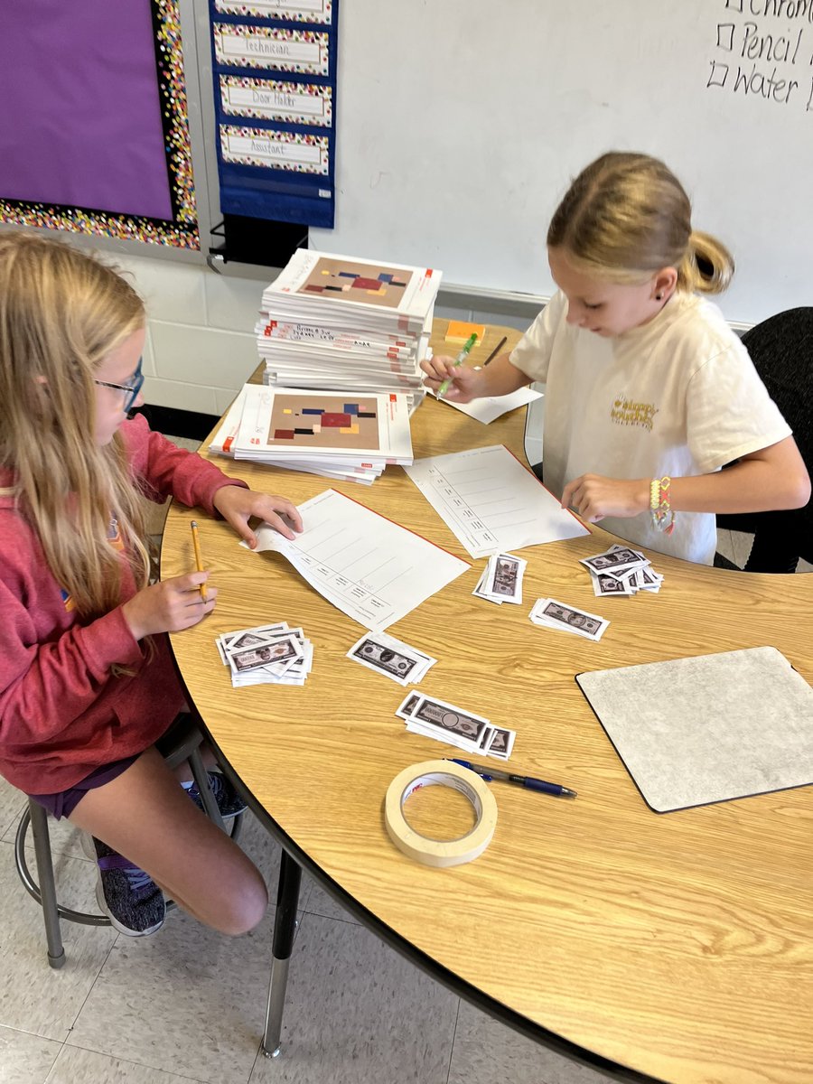 MrsTaylor1721's tweet photo. The best way to reinforce the importance of place value and the value of digits? MONEY (even if it included fake thousand dollar snd million dollar bills)! We ended up with a couple millionaires today. #gosages https://t.co/SN1tmdMMe3