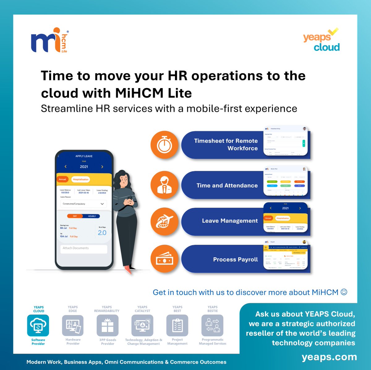 yeapscorp's tweet photo. Hi SMB leaders, this is for you🙂

#DigitalTransformation #DigitalHR #MicrosoftTeams #employeeexperince #MiHCM #MiA #Teams #modernwork #Office365 #Microsoft365 #Windows365 #hybridwork #philippines #asia #southeastasia https://t.co/aHpHKuQ8T1