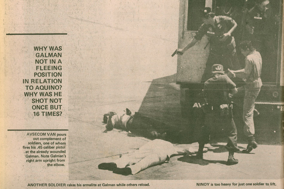 SaltAndReality's tweet photo. Ground Engineer Ramon Balang testified at the Agrava Commission that he saw Rolando Galman joking &amp; laughing w/ soldiers bef. Ninoy was shot. When he heard a shot he saw Ninoy fall down the stairs w/ Galman still w/ the soldiers grinning. He then heard 4-5 shots &amp; saw Galman fall https://t.co/GYDMqYKA80