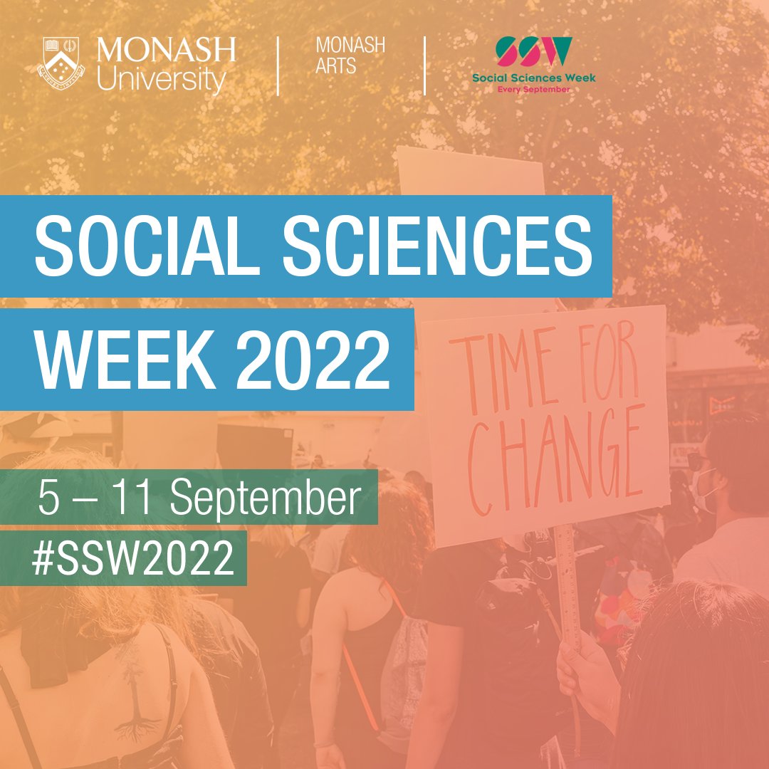 Monash_Arts's tweet photo. Monash Arts celebrates Social Sciences Week!
Join us for free panel events on a wide range of topics! Learn how the social sciences can change our world for the better.
See the full program here: https://t.co/anixfTQG4i
#SSW2022 #MonashArts https://t.co/5Ecsidl6QV