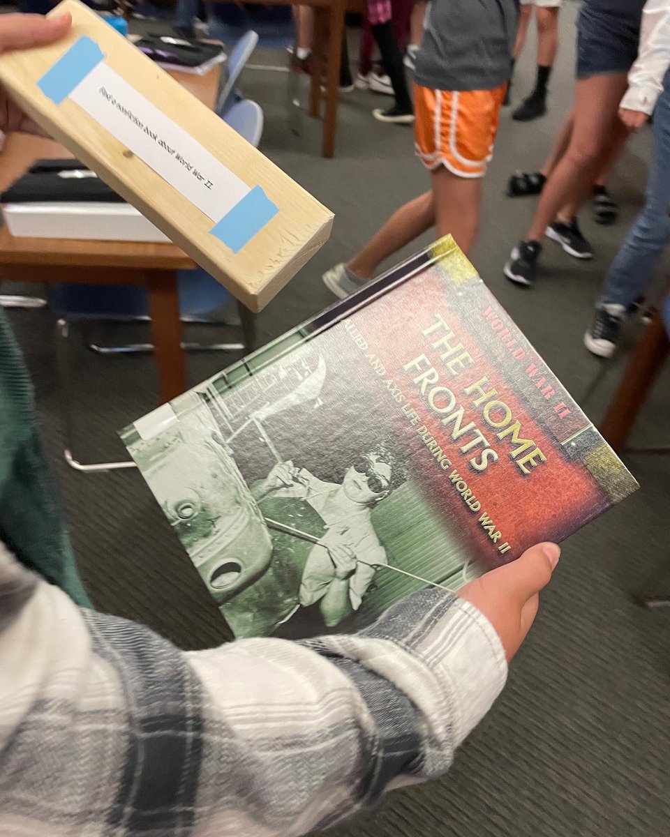 Mrs_RBerns's tweet photo. 7th &amp; 8th graders got reacquainted with the library through a fun, large Jenga game! The teamwork, competitiveness, strategizing, perseverance, and excitement was fun to witness. 
#longhornlibrary #abilene5starschools https://t.co/tPs9Chgcyd