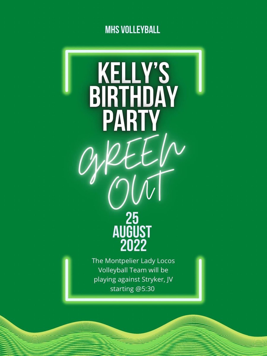 LocosVolleyball's tweet photo. This Thursday the MHS Volleyball team will be dedicating their game to Kelly’s 18th BIRTHDAY! We hope that everyone in the community can come out to give her an amazing celebration!💚 #forkelly https://t.co/4Hw2rJgYcS