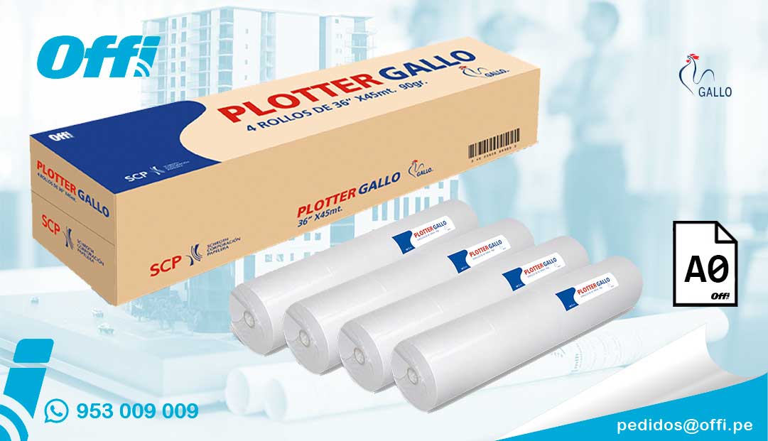 Offi_pe's tweet photo. Papel Plotter A0 x 45m 90 gr Caja x 4 rollos Gallo 🏗️
https://t.co/fQGgVjn3Ax 👈
#designjet #hpdesignjet #plotter #arquitectura #papelA0 #papelparaplotter #papelplotter https://t.co/pxCZGKGU4u