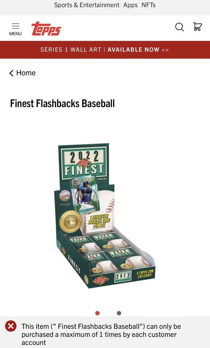 BobbyStixx's tweet photo. @WatchTheBreaks @Topps Couldn’t even get my order through yesterday at midday! Kept on saying I had already purchased it when I went to add it to my cart. I see why now! https://t.co/AOzNPTnaLb