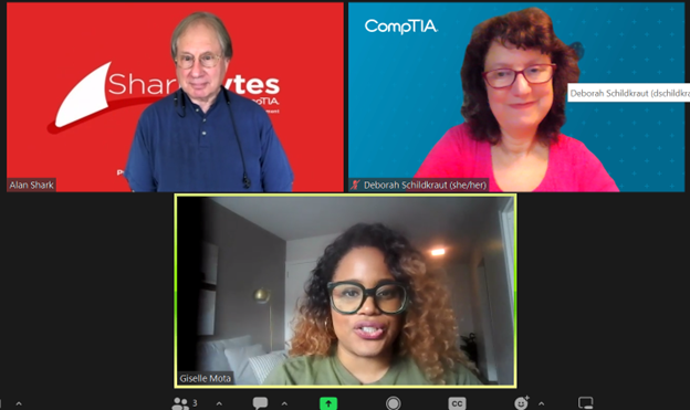 debbieks's tweet photo. Stay tuned for upcoming Sept podcasts from @CompTIAConnect SharkBytes with @PublicTechGuy who interviewed futurist tech inclusionist @ImGiselleMota and me to talk about #inclusiveIT the #Metaverse and possibilities for growth & collaboration in tech. Visit https://t.co/YxyFiag8nA https://t.co/eyqrOzM1mo