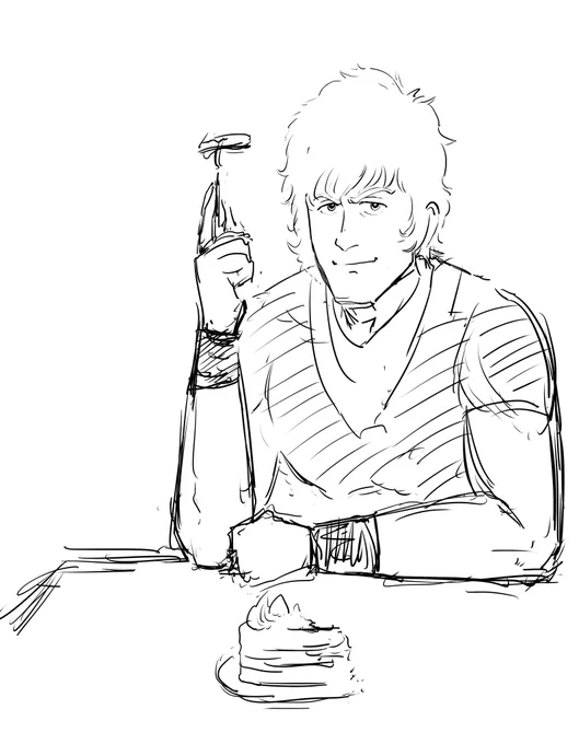 悠戯さんが述べてたのふまえて試しにパンケーキ食ってるコブラ描いてみたものの
顔で力尽きた 
