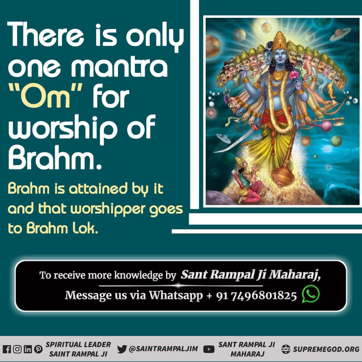 panna_suhani's tweet photo. #ॐ_मंत्र_काल_का

The (jaap) recitation of “Om” mantra is of Brahm. By its worship, one goes to Brahm Lok about which it is mentioned in Gita Chapter 8 Verse 16 that the worshippers who go to Brahm Lok also have rebirth. https://t.co/Gm0npaMt92