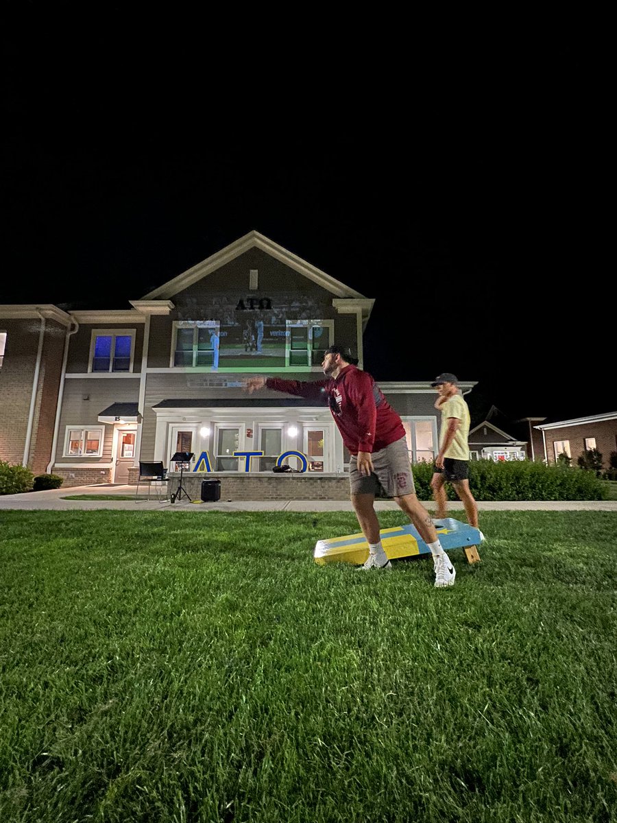 Cornhole and a projector 🤝

Great way to end a Tau Tuesday

#Taugust #TausOnTop #RushATO #TauTuesday