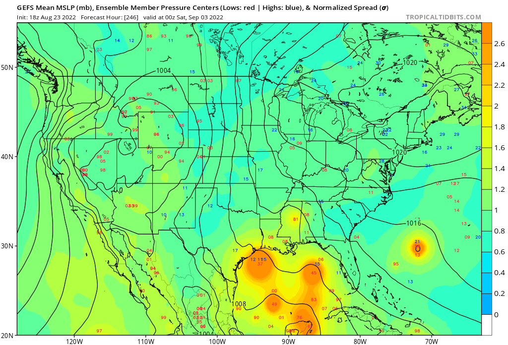 RobertConrick's tweet photo. You go, Gulf of Mexi-Coco. #wxtwitter #nocontextGEFS https://t.co/gleJtagF4j