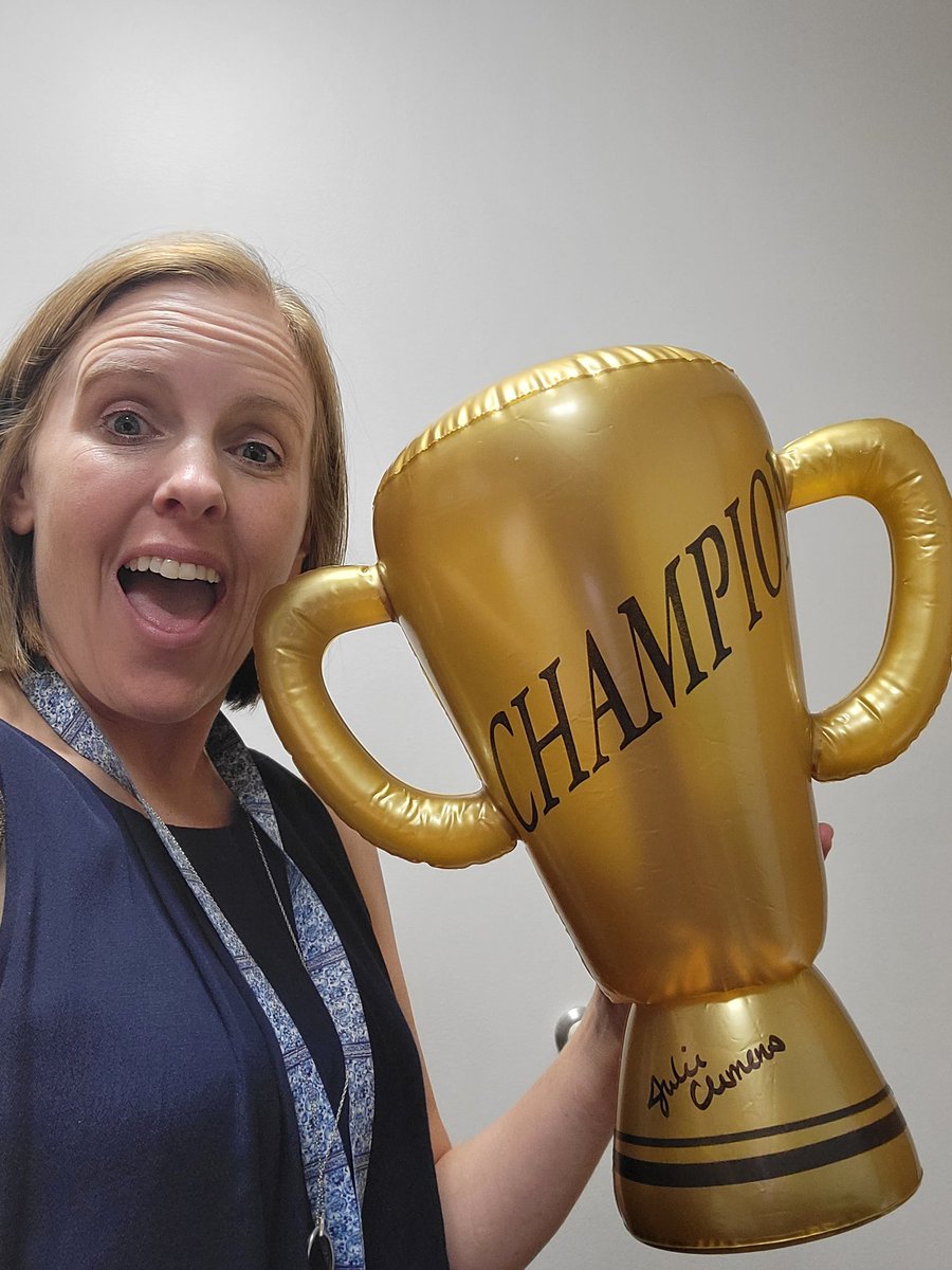 ClemensClass's tweet photo. What a wonderful surprise to recieve the BH Staff Champion trophy today!!  I'm honored to recieve this recognition and am truly grateful to be able to work amid such an exceptional team of educators.   #wearechampions @BHKnights512 @la_neal https://t.co/0UpkU5L7AV