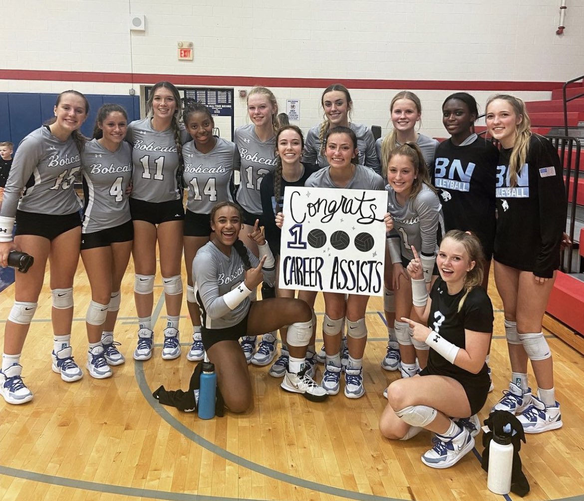 BnvbClub's tweet photo. 1,000!!! That’s a whole lot of assists @KeatynRodgers! Great job, your Bobcat family is proud of you! #BNVB https://t.co/r1RxUaUcBS