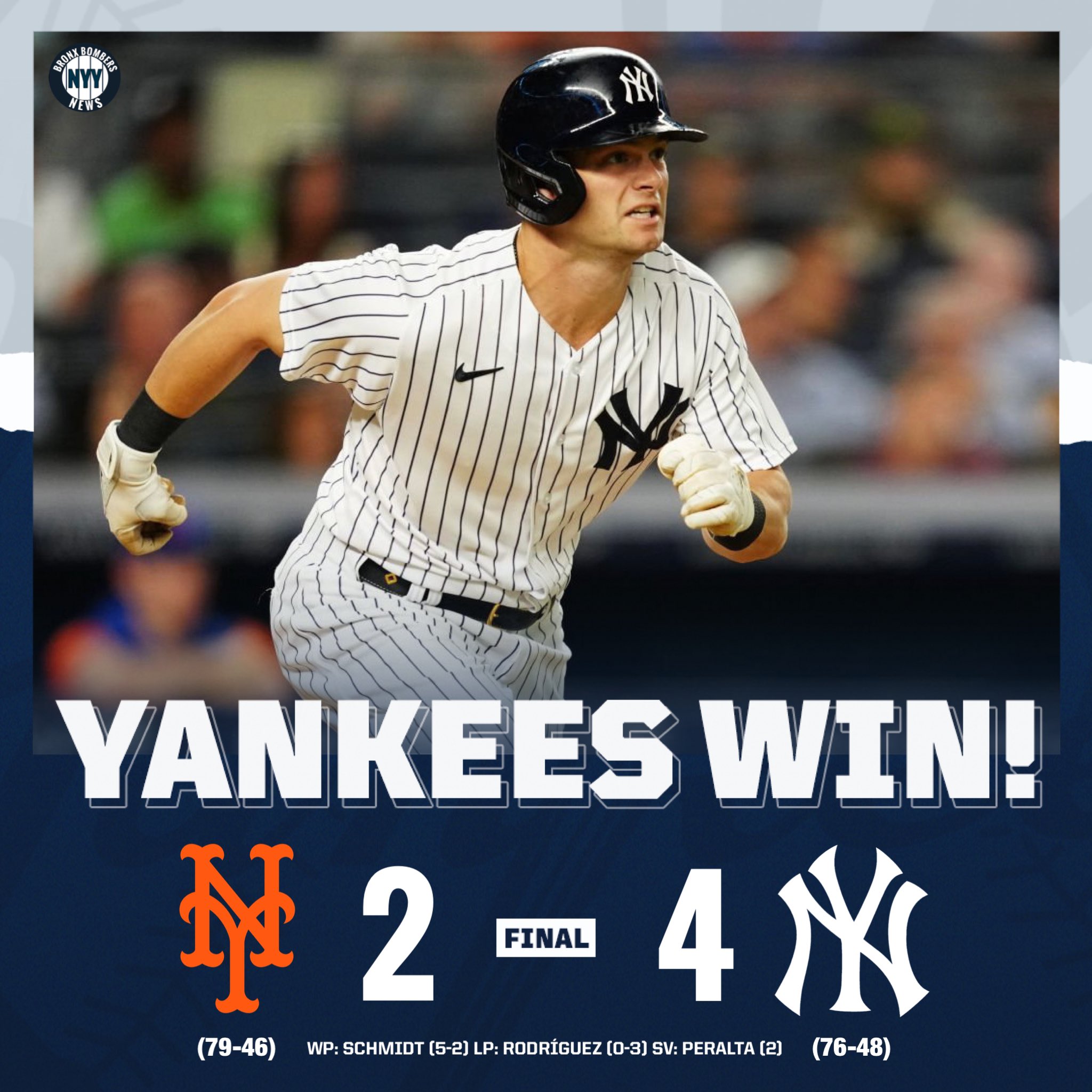 Bronx Bombers News on X: The #Yankees complete the two-game sweep of the # Mets with a 4-2 victory.  / X