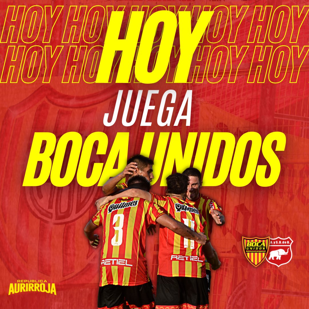 BocaUnidosRA's tweet photo. ¡ES HOOY EN CASA! #JuegaBOCAUNIDOS⚽🎉
🆚 #DefensoresVR
🏆 #FederalA - Fecha 26
⏰ 16:00
���� Predio Leoncio Benítez
📺 #RAStreaming (YouTube)
#VamosAurirrojo ❤💛 https://t.co/fSfpd1hJxf