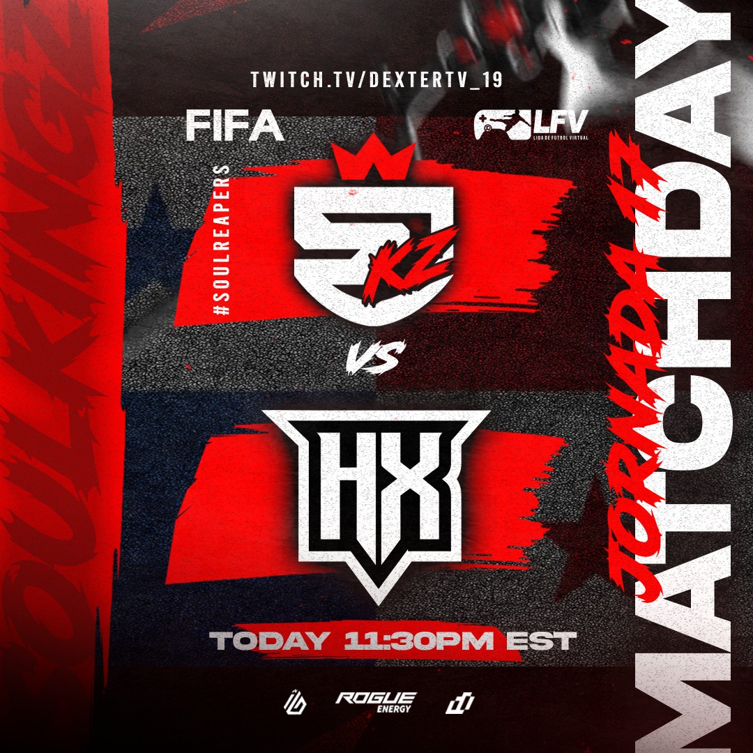 ¡Tenemos un partido hoy de locos contra <a href="/harpyxgaming/">HarpyxGaming</a> en la liga de la <a href="/lfvpanama/">Liga de Futbol Virtual</a> ¡Todos asegúrense de venir a apoyar a The SooulKinGz y enviar spam a #SoulReapers en el chat!

⏰- 11:30 PM EST.
📽- Twitch.tv/dextertv_19

#SoulReaper 👻 

#GoSoulkinGz | #FIFA22 | #Esports