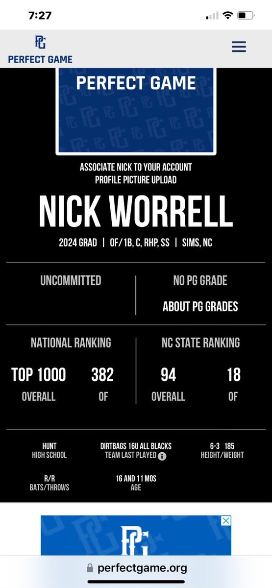 nick_worrell21's tweet photo. Thanks @PerfectGameUSA for the ranking!! https://t.co/MQbhAmoVUh