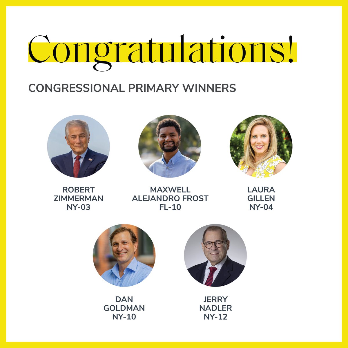 BerlinRosen's tweet photo. Huge congrats to Congressional Primary winners:
@danielsgoldman
@JerryNadler
@LauraAGillen
@MaxwellFrostFL
@ZimmermanforNY

We’re so proud of our @BRCampaigns team for supporting their victories. #NYprimary https://t.co/9JGWKUA9og