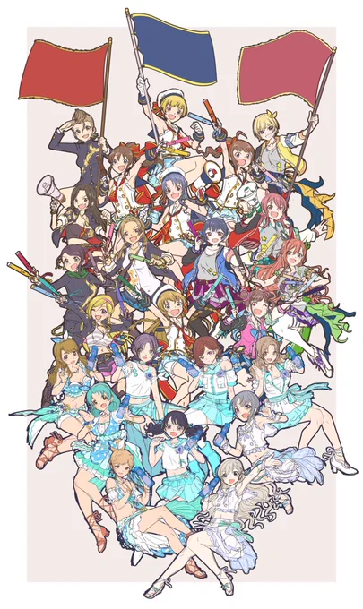 サマーなドルアイユニットまだ色ラフ。これから清書。もう軽い曼荼羅みたいになってきた感。もはや修行。 