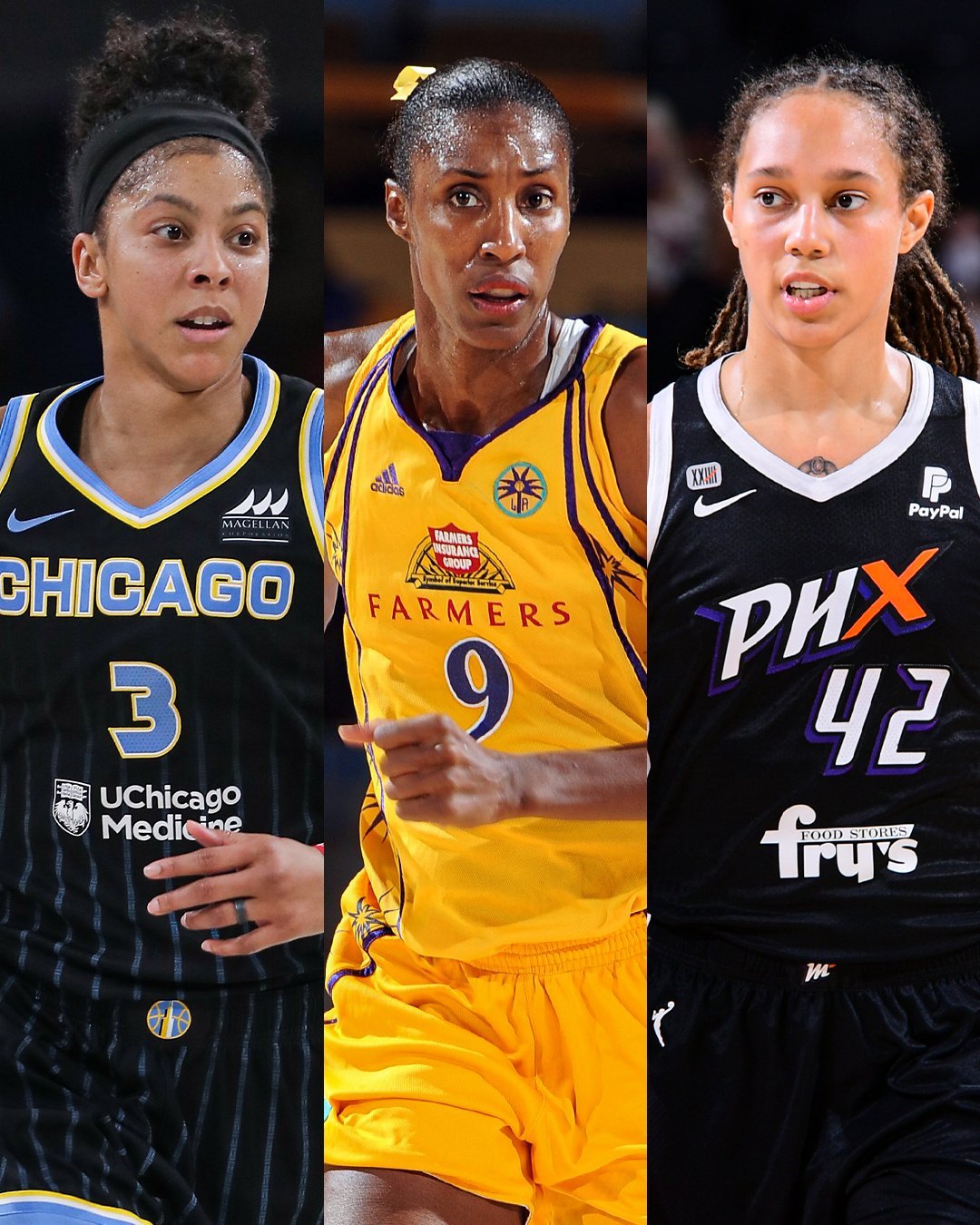 “Candace Parker joins Lisa Leslie and Brittney Griner as the only players t...