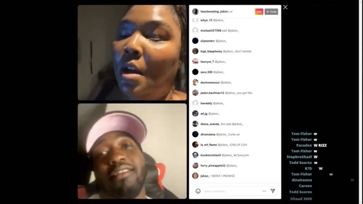 RTGa11us's tweet photo. WIDION DID IT! HE FINALLY GOT TO GET WITH LIZZO #Widion #Lizzo #jidion https://t.co/RQeyWWfuEy