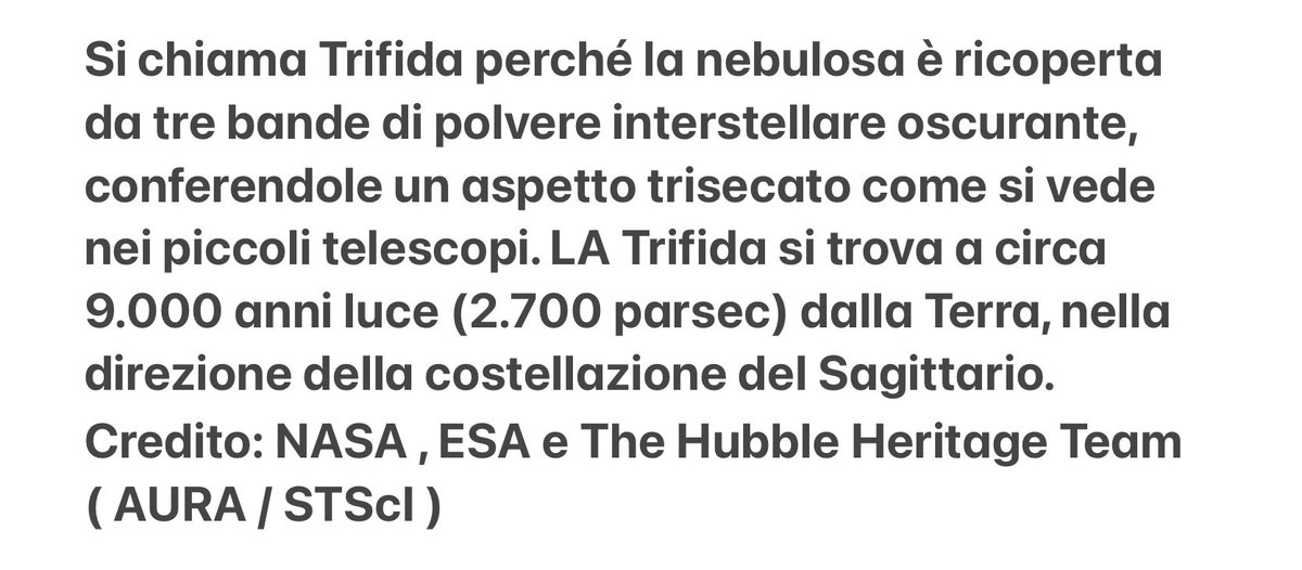 Cron_Silenzio's tweet photo. La Nebulosa Trifida, catalogata dagli astronomi come #Messier20 o #NGC6514, è una regione ben nota di formazione stellare situata all'interno della nostra Via Lattea. https://t.co/q919JyM6Y3