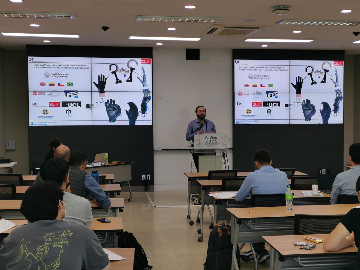 cacifuentesg's tweet photo. Excited to present #PrHand, a soft-robotics prosthetic hand, at #biorob2022 @SNUnowas, as a part of the #PrExHandProject funded by @RAEngGlobal
Full paper https://t.co/bW9N3MU6TZ
Laura de Arco @MarcelaMuneraR @YariOrion @mehran_moazen @H_Wurdemann
@BristolRobotLab @UWEBristol https://t.co/U5TJ1egV7p