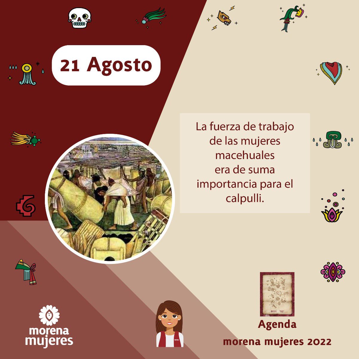 Las mujeres macehuales también ejercieron los oficios de parteras, cocineras y curanderas.

Conoce este y más datos en la #AgendaMorenaMujeres2022 
#MorenaMujeres
