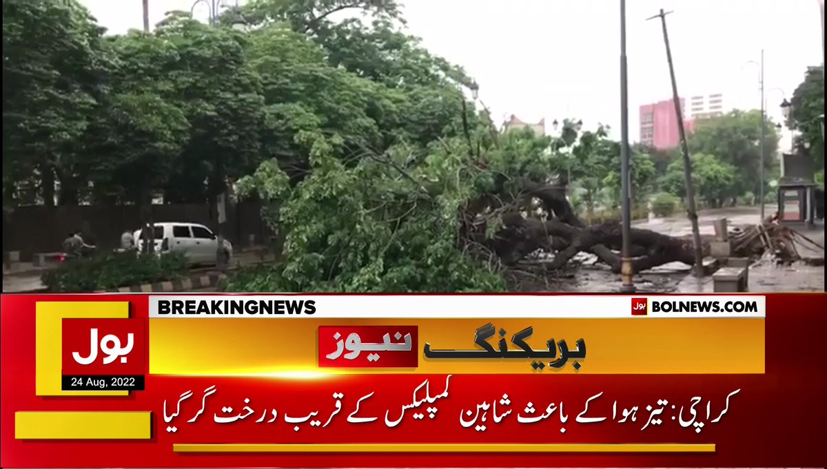 BOLNETWORK's tweet photo. کراچی م��ں تیز ہوا کے باعث شاہین کمپلیکس کے قریب درخت گر گیا
مکمل ویڈیو دیکھیں : https://t.co/LpzihwTh1o
#shaheencomplex #tree #Roadblock #breakingnews #BOLNews https://t.co/SnzxlEVkeM