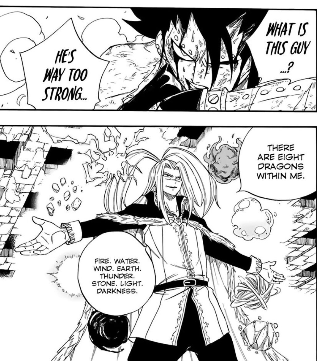 777eudaimonia's tweet photo. #FairyTail100YearsQuest 
#Chapter115
Spoiler Alert

God Serena wasn't dead. In fact, he was just in a verge of death when a member of Alchemist Guild saved him. At the end of the chapter, Gajeel was bleeding. https://t.co/WphqchlJiq