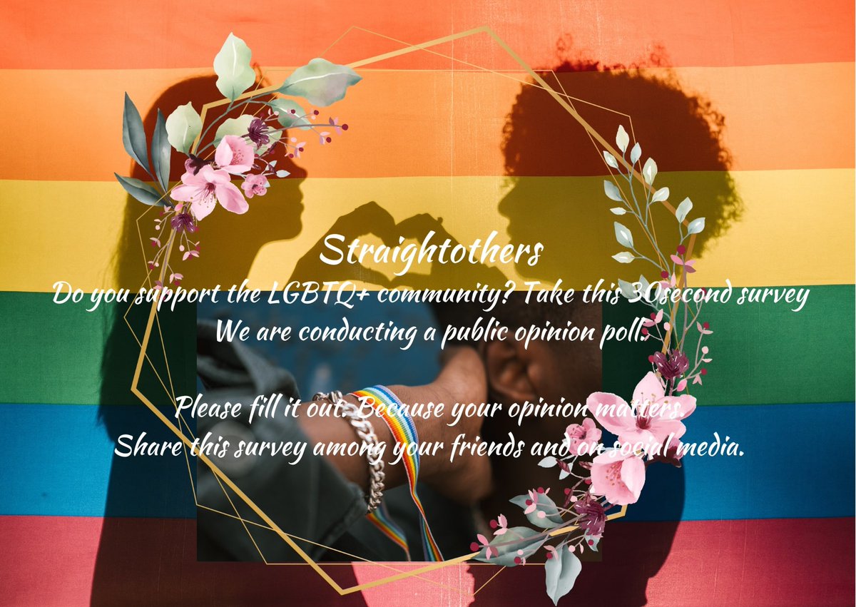 straightothers_'s tweet photo. STRAIGHT TO OTHERS
Plz help us by filling this survey
https://t.co/T3Jw24m18y
Join us in this journey of love 🌸
#straightothers #straightoqueer #straightthings #queer #gay#lgbtq🌈 #pride🌈 #love#showasuare https://t.co/JC36l6RJKw