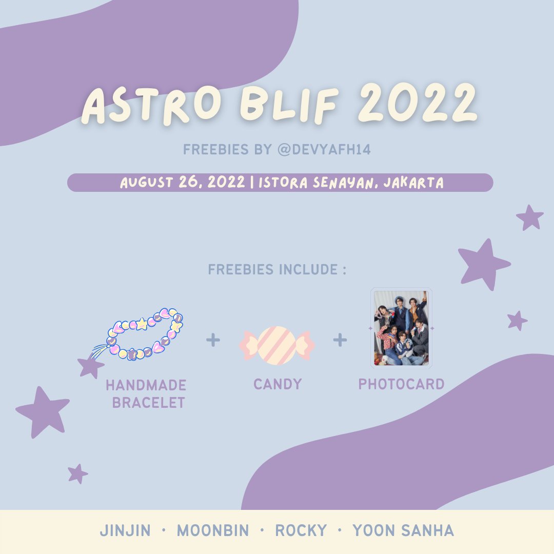 devyafh14's tweet photo. •✧•` ASTRO BLIF 2022 `•✧•
        - freebies by 
@devyafh14 
 -

🗓: August 26, 2022.
📍: Istora Senayan
⏰: TBA

ꕤ HOW TO CLAIM:
✦ RT &amp; Like  
✦ Say "Hi" to me at the venue
✦ Not for sale ❌

Feel free to tag me on twt if you get one!

See you ♡

#ASTRO #BLIF2022 https://t.co/N7VwbP0p9w