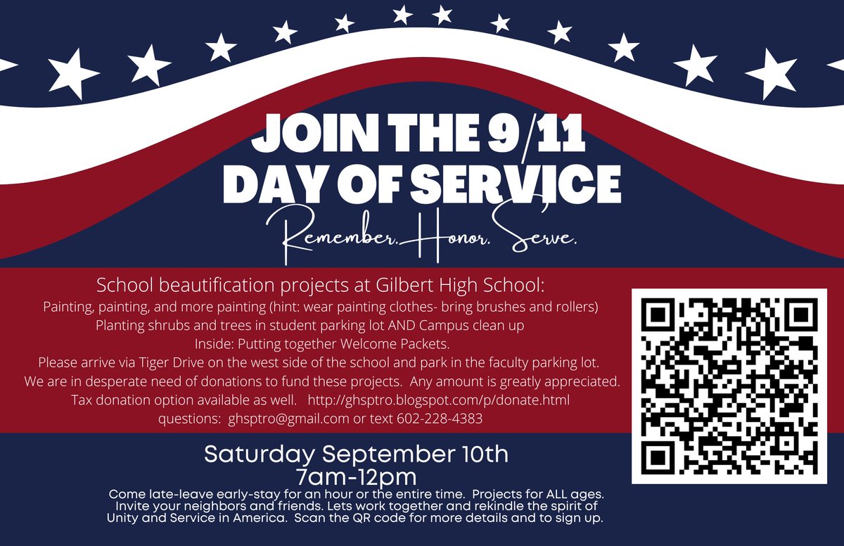 Mark your calendars!!!  Let’s come together to remember, honor, and serve!  #TigerStrong