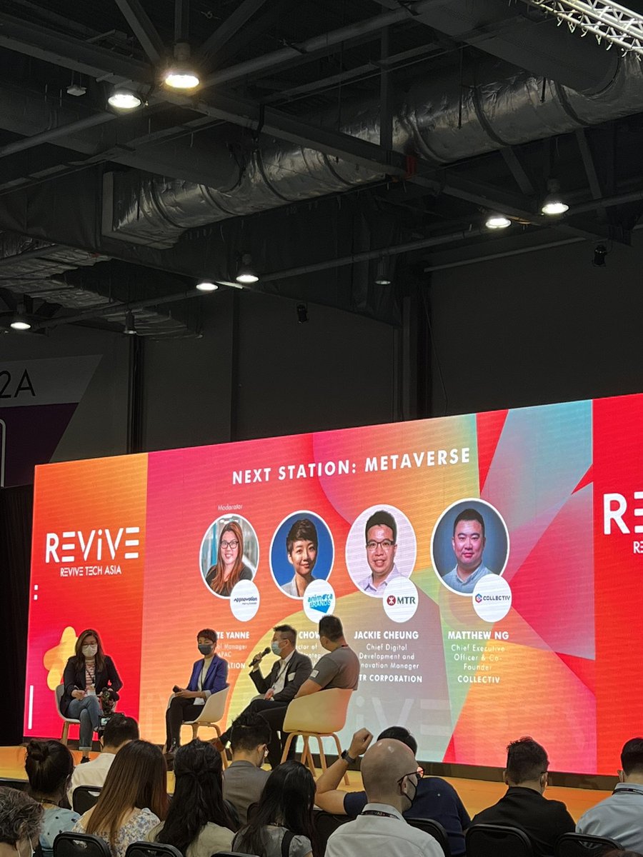 matias_koski's tweet photo. Panel discussion about Metaverse. “Metaverse is all about building communities” 🤔
#metaverse #revivetechasia #mtr #animocabrands https://t.co/sRsR5YVLIi