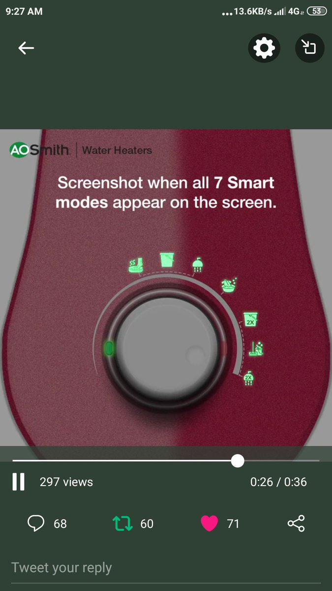 savitri64's tweet photo. @AOSmithin @aosmithindia Here's My Perfect Screenshot
#AOSmith #WaterHeaters #WaterPurifiers #StaySafe #Health #DrinkingWater #HotIsTheNewHealthy #Contest #Win #ExcitingPrize #7SmartModes #HotBath @AOSmithin
Tag
@roopa786 @iSubho7 @rajkumar99264 @arjunsawhney85 @chatteruttam https://t.co/nsmr326hpq