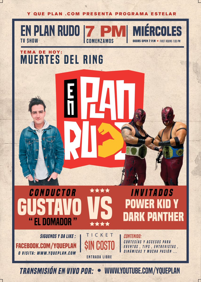 yqueplan_com's tweet photo. Mañana Miércoles 7pm No te pierdas " En Plan Rudo " 😎💪
Invitados: #PowerKid y #DarlPhanter 😀
Recuerda que tendremos #CORTESIAS y el Tema de: #MuertesenleRing
#SUSCRIBETE 📺 https://t.co/mNQ8VRwjkl 🎥🎥 https://t.co/X9LAiYWNME