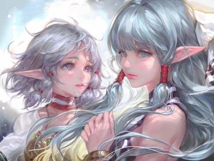 I drew Olha and Isha from #YsOnline ! Had fun to draw these two characters. The character design is really beautiful #YsSisterVibe #Olha #Isha 