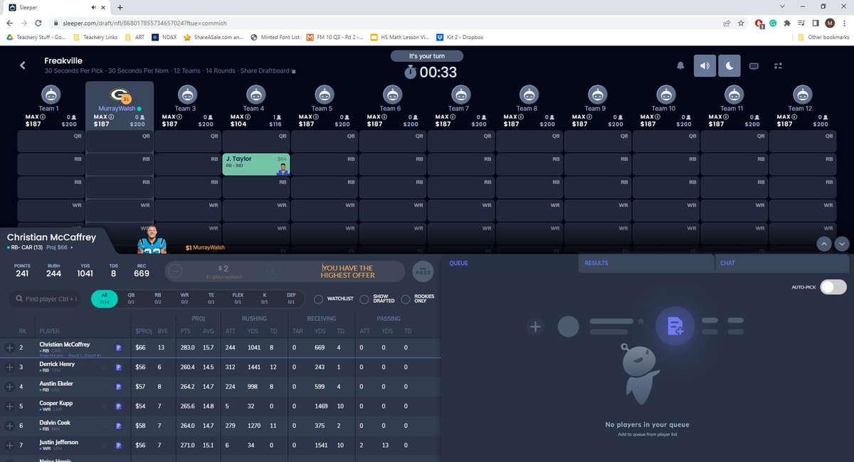 murray_walsh's tweet photo. @SleeperHQ In my auction draft mock the timer is off by 3 seconds. The timer is starting at 33 seconds instead of 30s and then the player is won when the timer is at 3s instead of 0! https://t.co/0dXom2ghtN