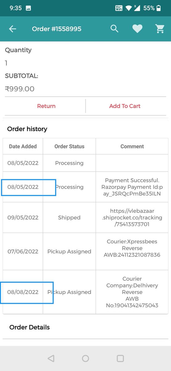 PrashantAnand7's tweet photo. It has been more than a 3 Months and vlebazaar has not yet initiated refund for wrong product delivered nor returned the product. Ticket is still open from last 3 month,. People it's a fake app, please stay away from it.
#vlebazaar https://t.co/nBbEUEaPyG