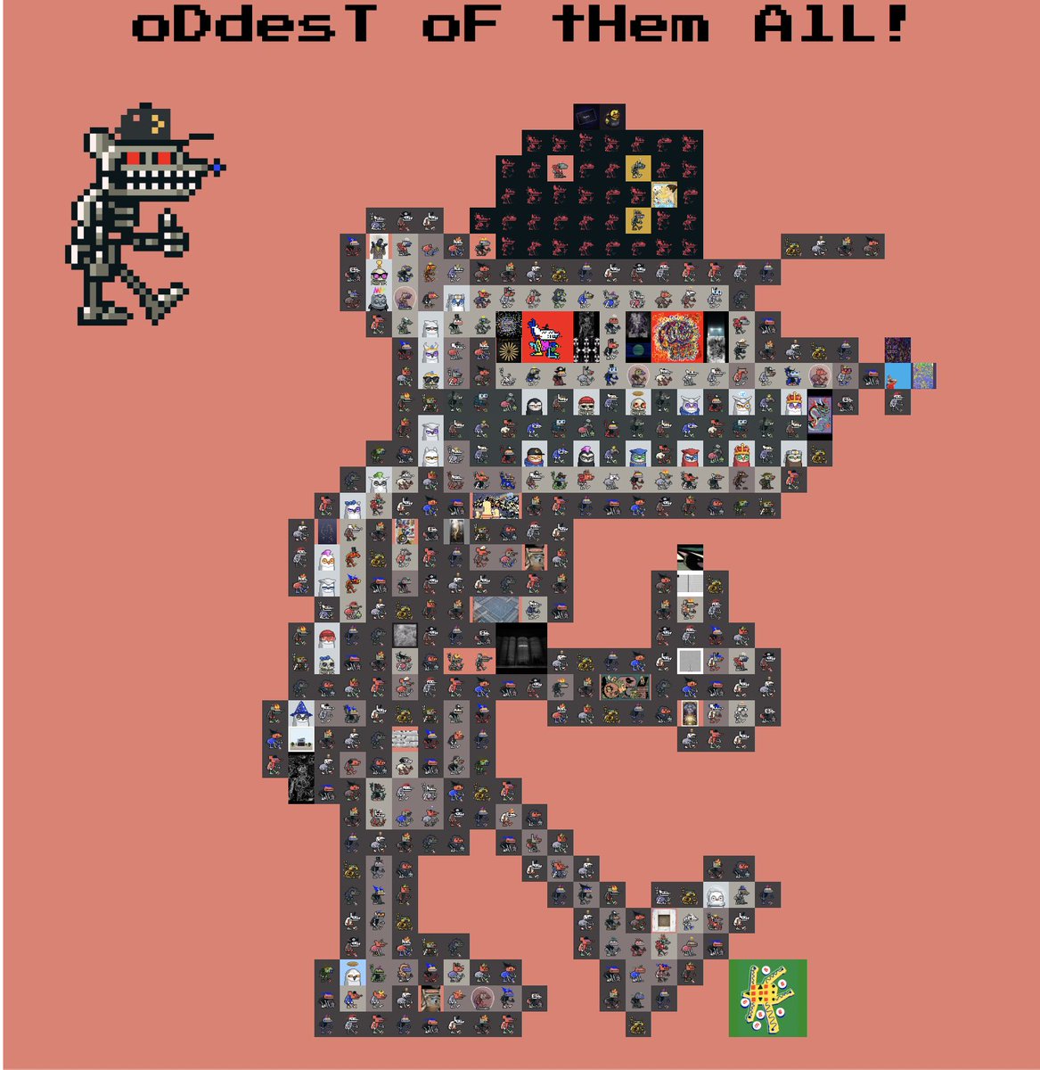 implantsanta's tweet photo. After many hours placing single oddities (and other Proof pieces) as pixels, my submission for the #oddest @0xDecaArt competition is done! May still evolve slightly before Sept 1.
https://t.co/sJIPIa8afc
@oddities_xyz @proof_xyz @moonbirds @gremplin @kevinrose @JustinMezzell https://t.co/Ec1TVBqrtH