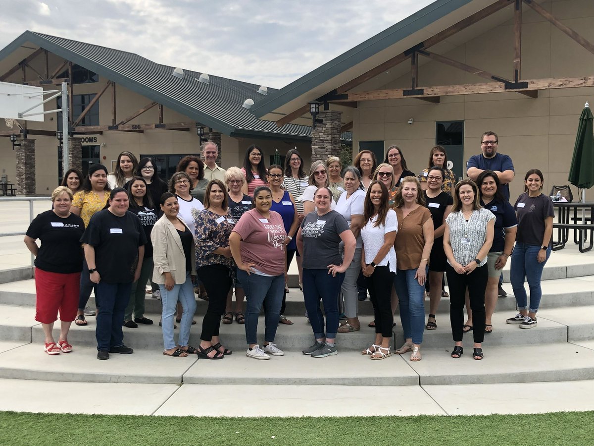 Always proud to work alongside this team. Playing a vital role in libraries, textbooks, Chromebooks &amp; now ELO-P. Each year has brought something new and they are always up for the challenge! #vusdlibraries