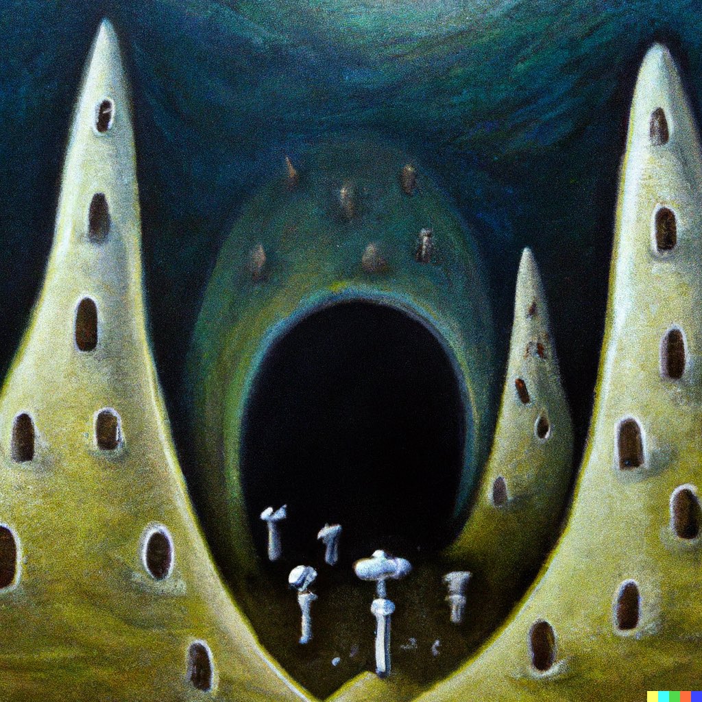 dalletron's tweet photo. Mole kingdom, castle, underground cavern, oil painting https://t.co/m6senF68Lr