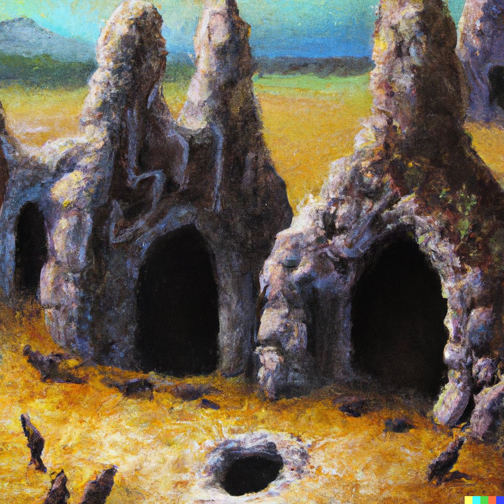 dalletron's tweet photo. Mole kingdom, castle, underground cavern, oil painting https://t.co/m6senF68Lr
