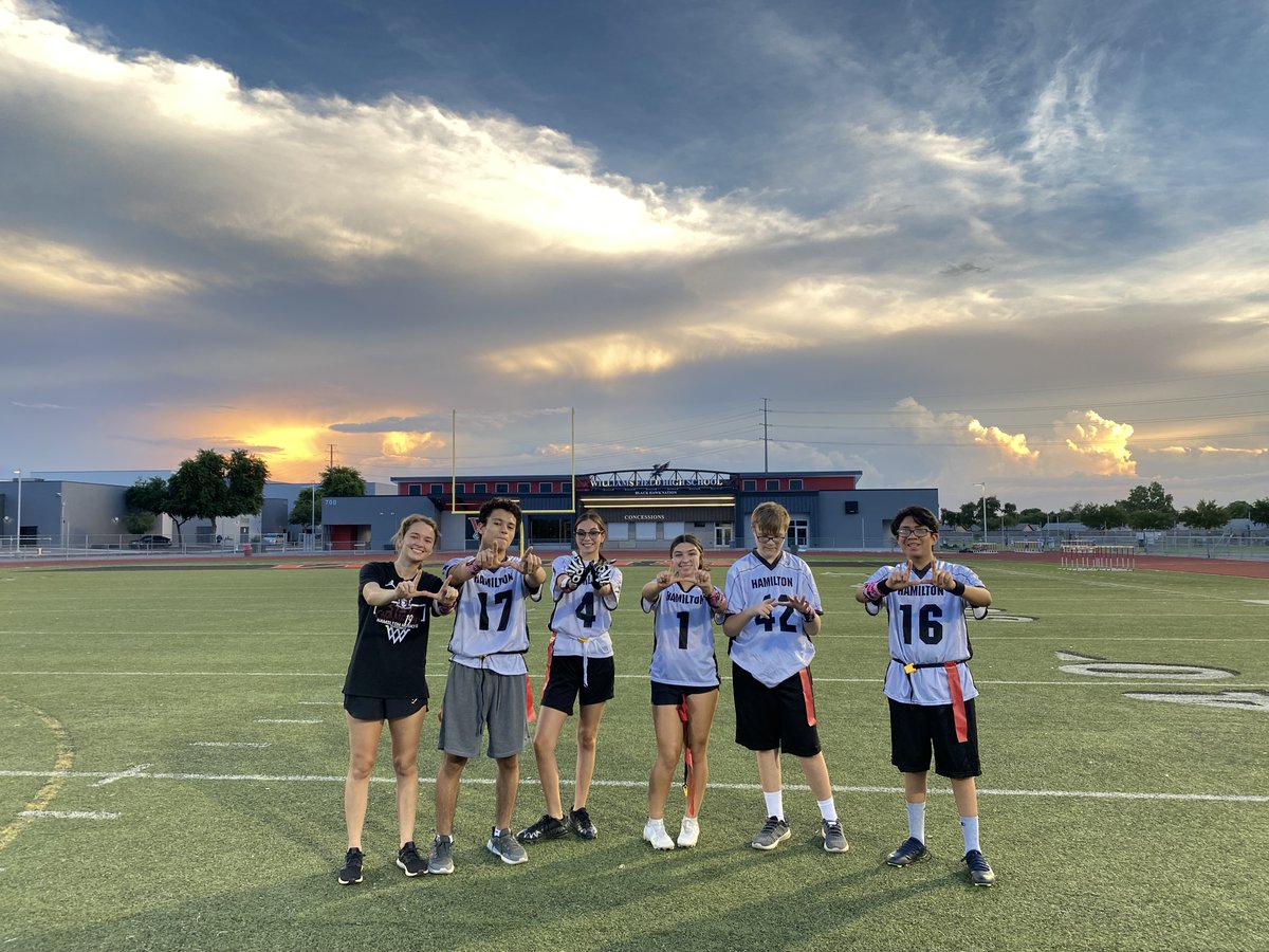 HHSGirlsFlag's tweet photo. Really proud of our Unified kids tonight.  First game in three years.  Duane had an amazing Pick 6!  It was also great seeing our QB Catarina connecting with coach Jenny Todd.  Jenny was our GFF QB in 2019 and played 4 years of Unified. They even played some catch after the game. https://t.co/Lq6dIRb8B0