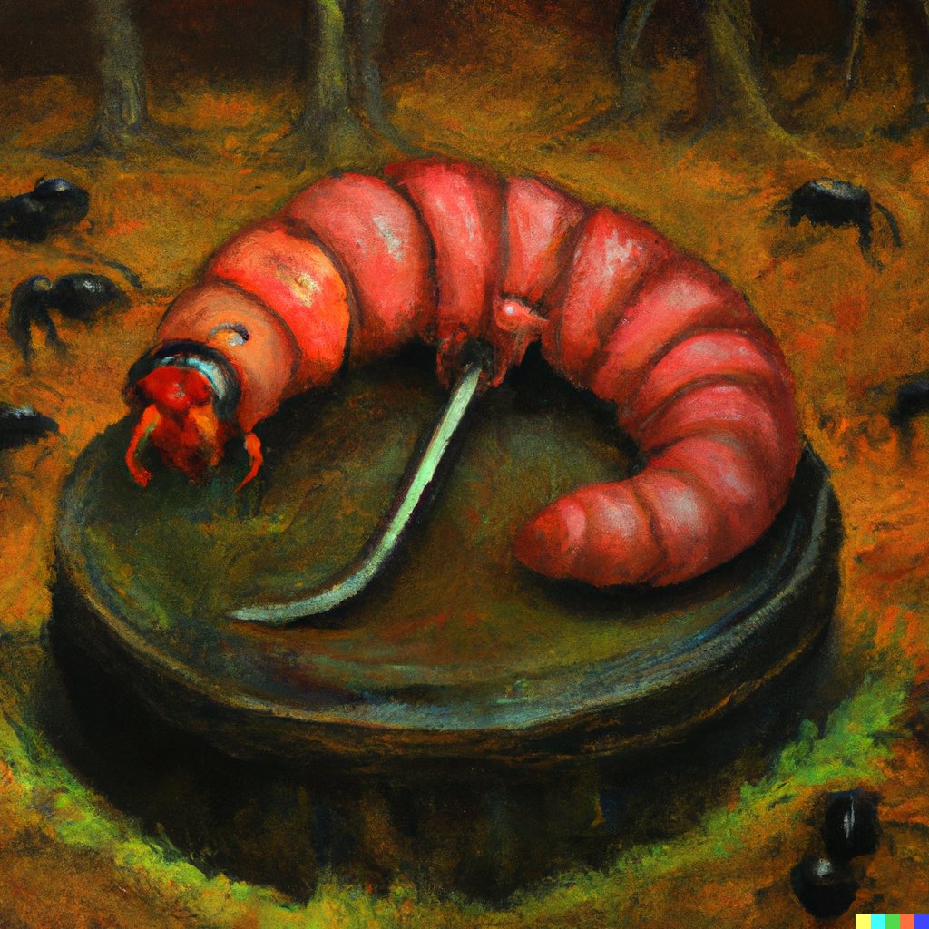 dalletron's tweet photo. Worm lawyer, oil painting. https://t.co/yeM8hJLvlO