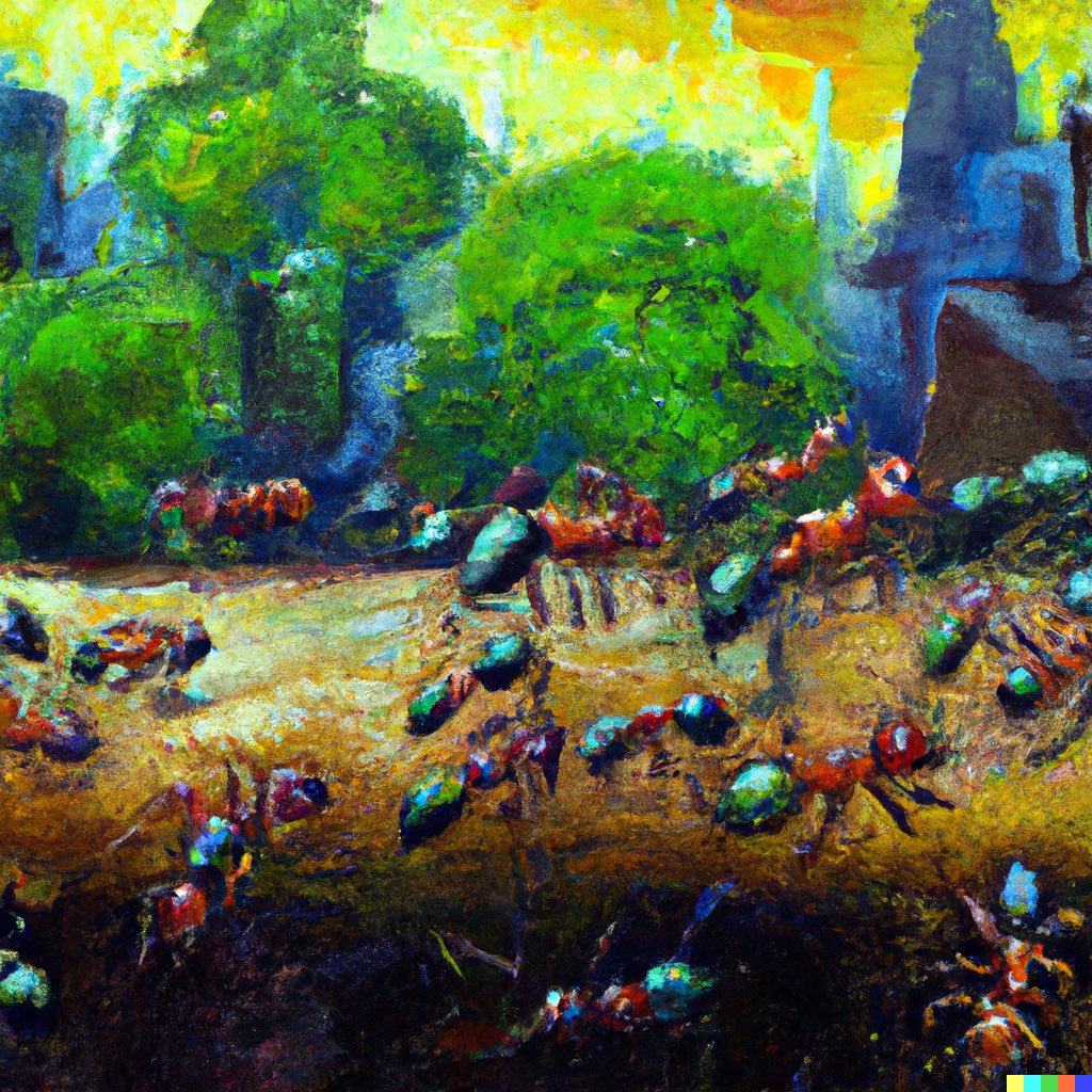 dalletron's tweet photo. Ant city, oil painting. https://t.co/nRh9XsKcRY