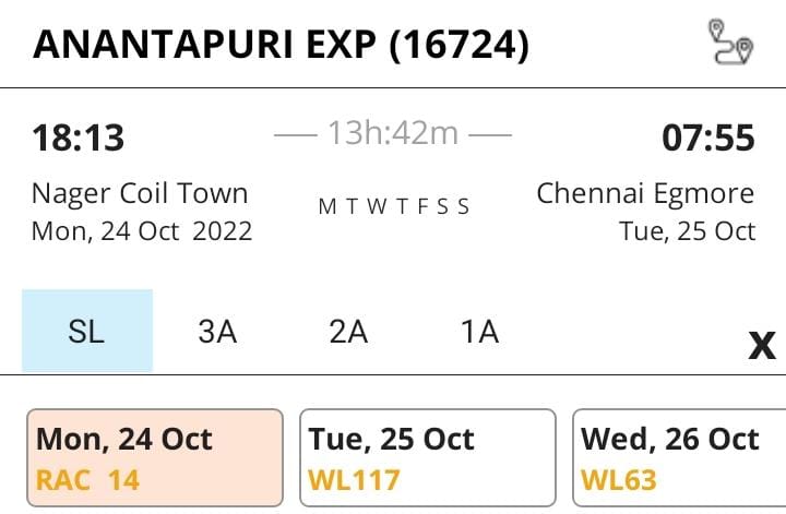 kulitturai's tweet photo. SBC-NCJ regretted on 22 oct, MS-south trains WL 200+ for oct 21, 22 &amp; 25. Sir @AshwiniVaishnaw Pls announce Diwali festival special trains in advance for benefit of pax @PMOIndia @raosaheboffice @GMSRailway @SWRRLY @TVC138 @TN_RailNews @office_murugan @annamalai_k @MRGandhiNGL https://t.co/xVENxXJsWe